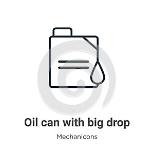 Oil can with big drop outline vector icon. Thin line black oil can with big drop icon, flat vector simple element illustration