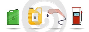 oil canister clip art set. car gas station, benzin, petrol. oil canister vector clip art set. car gas station, benzin,