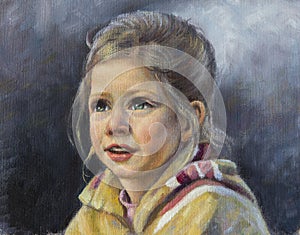 Oil on canvas of a little girl