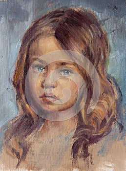 Oil on canvas of a little girl