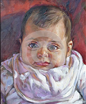 Oil on canvas representing infant