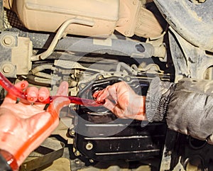 Oil change in automatic transmission. Filling the oil through th