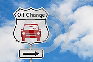 Oil change with car route 66 USA highway road sign