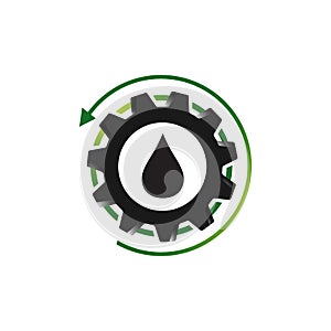 oil change icon logo vector. oil gear and circle arrow sign. symbol for automotive engine