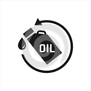 oil change icon logo vector. silhouette of oil canister bottle gear and circle arrow .symbol for automotive machine engine
