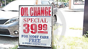 oil change special 3999 40 dollars for most cars free 10 point inspection sign 146 vi