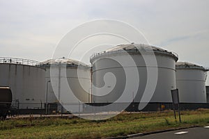 Oil and chemical storage tanks of Vopak in Rotterdam harbor