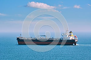 Oil, chemical tanker in the sea