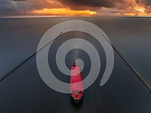 Oil - Chemical tanker at sea - Aerial view