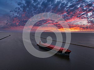 Oil - Chemical tanker at sea - Aerial view