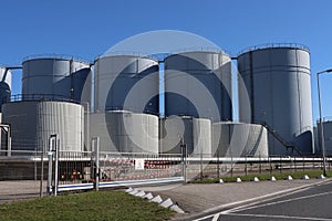 Oil and chemical tanks at the terminal of Koole in the Botlek Harbor of Rotterdam