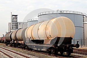 Oil depot and liquid train car photo