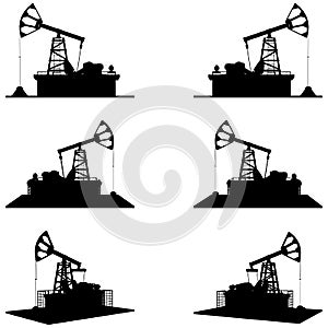 Oil Derrick Drilling Pump Vector. Pump For Fossil Fuels Output And Crude Oil Production From The Ground.