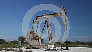 Oil derricks in hagerman wildlife refuge on lake Texoma.