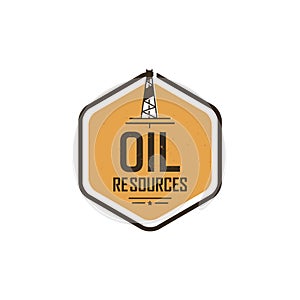 Oil derricks industrial vintage logo template illustration