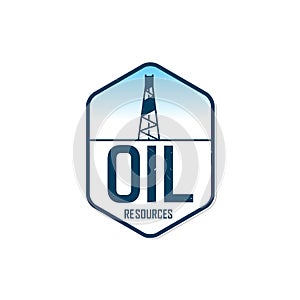 Oil derricks industrial vintage logo template illustration
