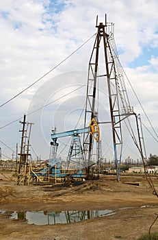 Oil derricks on the shore