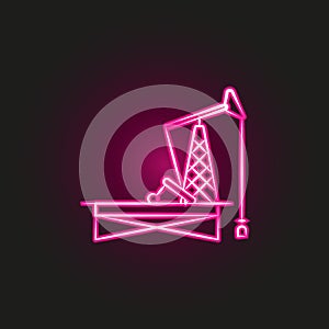 oil derrik neon style icon. Simple thin line, outline vector of desert icons for ui and ux, website or mobile application