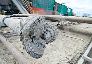 Oil drill pipe on the background