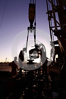 Oil drilling exploration, the oil workers are working