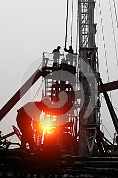 Oil drilling exploration, the oil workers are working