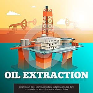 Oil Drilling Offshore Platform isometric Poster