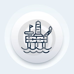 Oil drilling platform icon, offshore rig