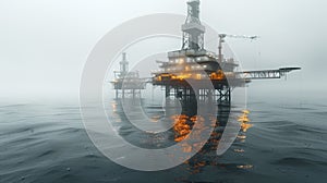 oil drilling platform at sea