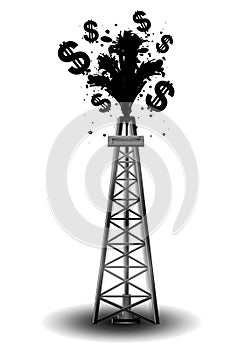 Oil Drilling Rig With Black Money