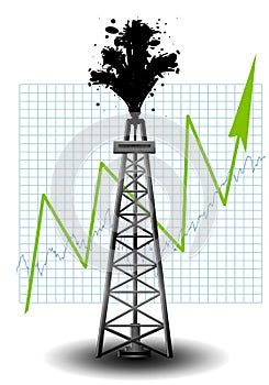 Oil Drilling Rig With Chart Arrow