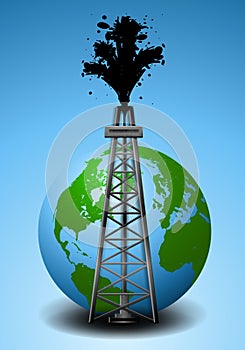 Oil Drilling Rig and Earth