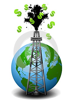 Aceite la plataforma de perforación La tierra dinero 