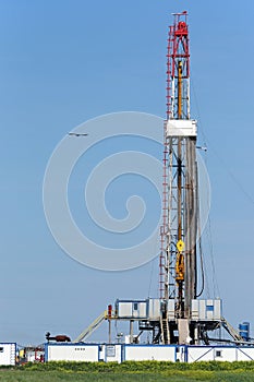 Oil drilling rig on field