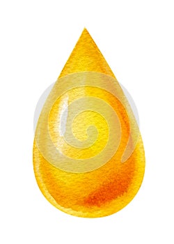 Oil drop on isolated white background, watercolor illustration