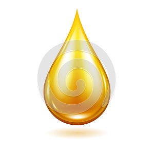 Oil drop vector illustration. Yellow liquid droplet.