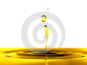 Oil drop on white background