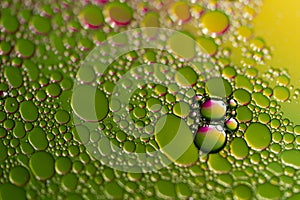 Oil Droplets On Water with Green and Yellow Background