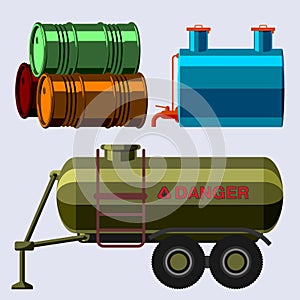 Oil drums container fuel cask storage rows steel barrels capacity tanks natural metal old bowels chemical vessel vector