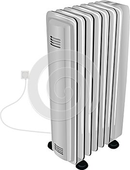 The oil electric heater isolated on white