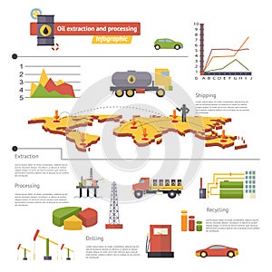 Oil Extraction and Processing Infographics Icons