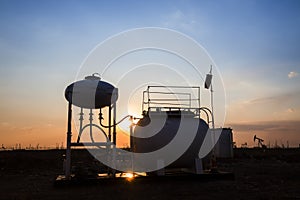 Oil fields in the evening