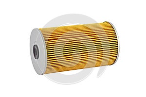 Oil filter on a white background. Isolate.Car filter closeup. Spare parts catalog.