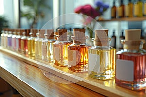 oil fragrances glass bottles wooden stopper