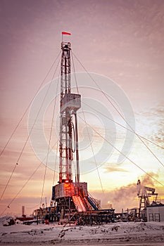 Oil and Gas Drilling Rig. Oil drilling rig operation on the platform in oil and gas industry. Global coronavirus COVID