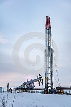 Oil and Gas Drilling Rig. Oil drilling rig operation on the platform in oil and gas industry. Global coronavirus COVID