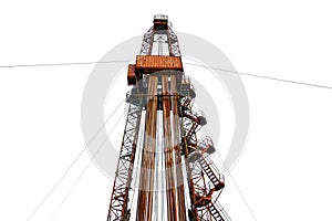 Oil and Gas Drilling Rig. Oil platform isolated on white background. Drilling rig in oil field for drilled into subsurface in