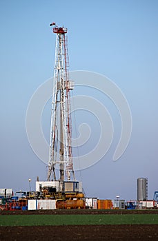 Oil and gas drilling rig in oilfield