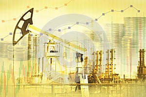 Oil and gas industry, business and financial background. Mining, oil refinery industry and stock market concept.