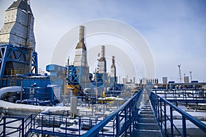 Oil, gas industry. Gas booster compressor station, gas transportation plant