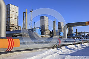 Oil, gas industry. Gas booster compressor station, gas transportation plant